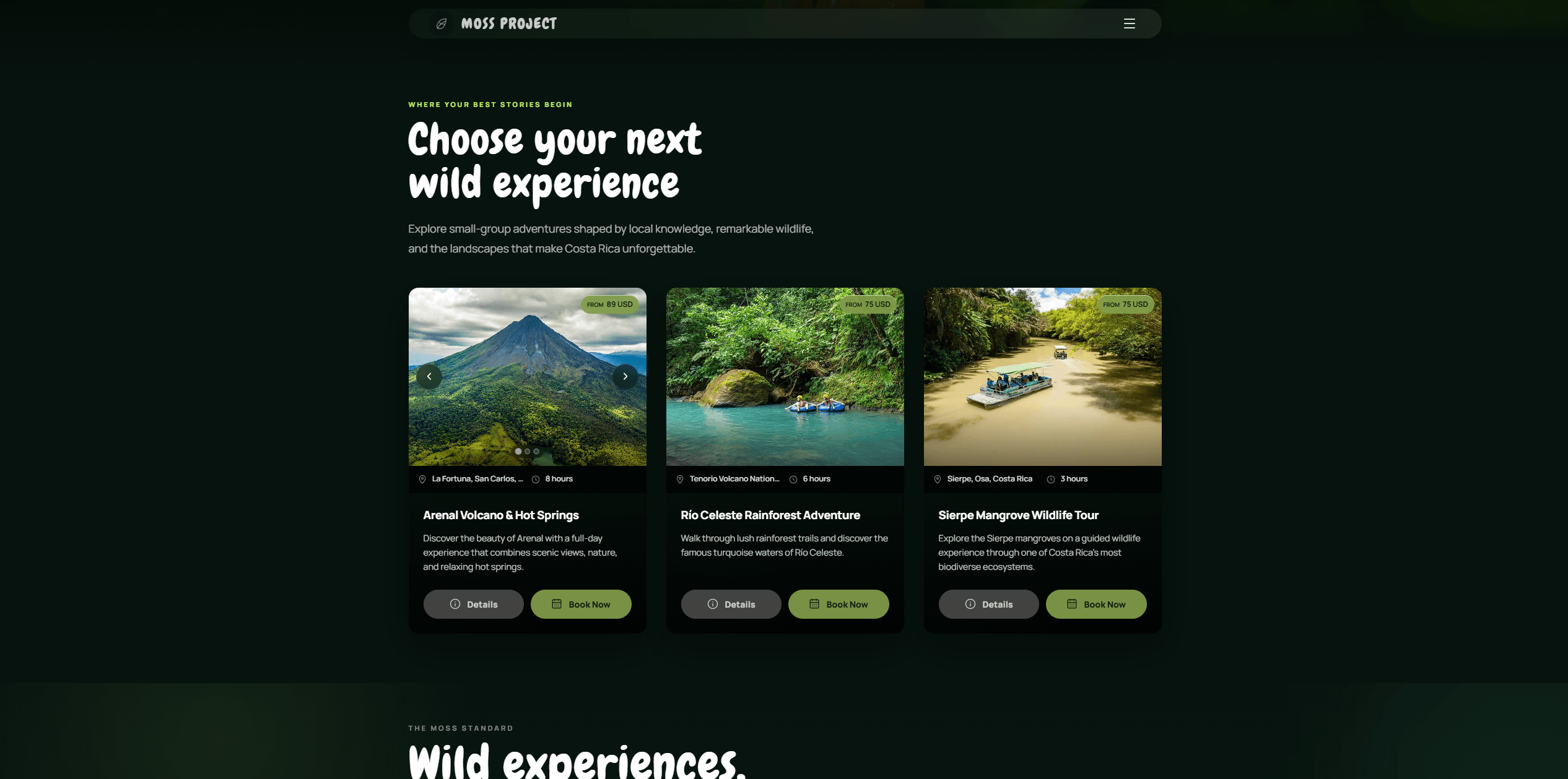 Moss Project tour discovery catalog